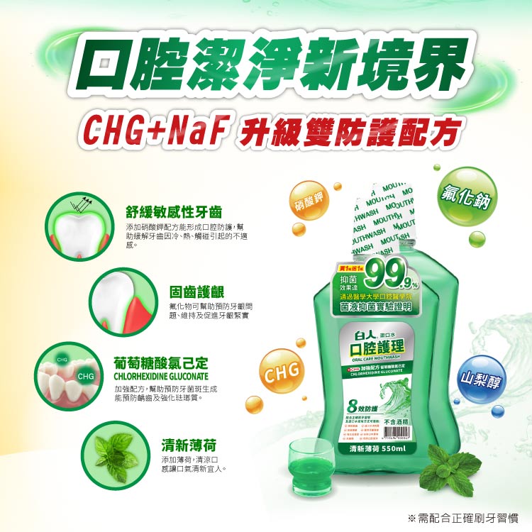 【白人】清新漱口水550mlX2入