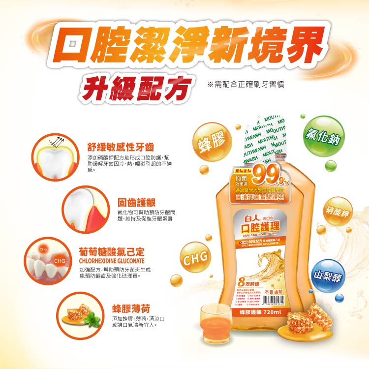 【白人】蜂膠漱口水720mlX2入