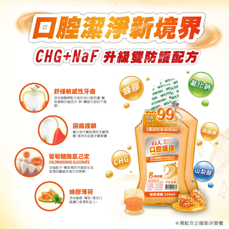 【白人】蜂膠漱口水550mlX2入