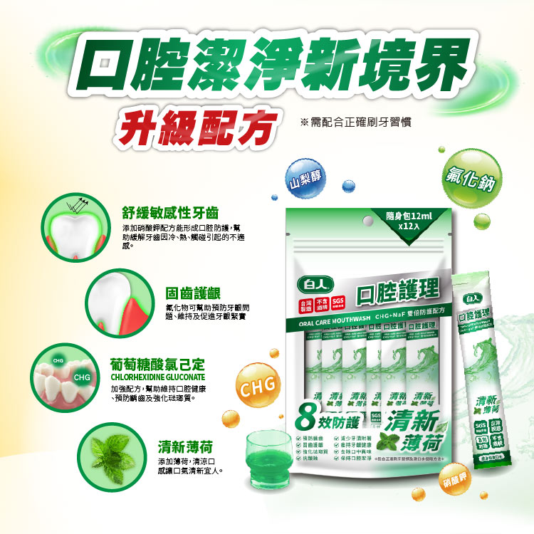 【白人】清新隨身包漱口水12mlX12入