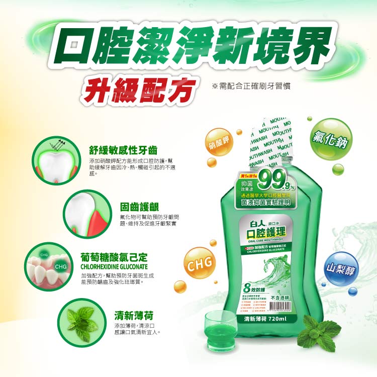 【白人】清新漱口水720mlX2入