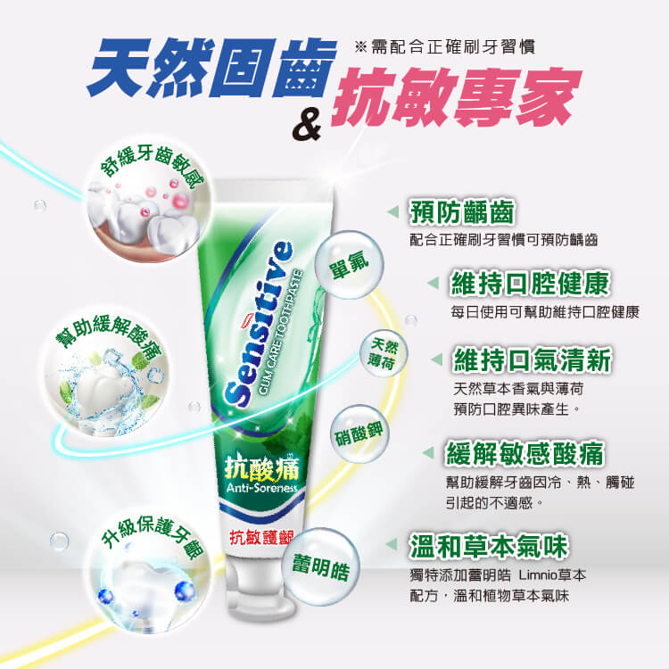 【白人】抗敏護齦牙膏130g 【買1送1】共2支