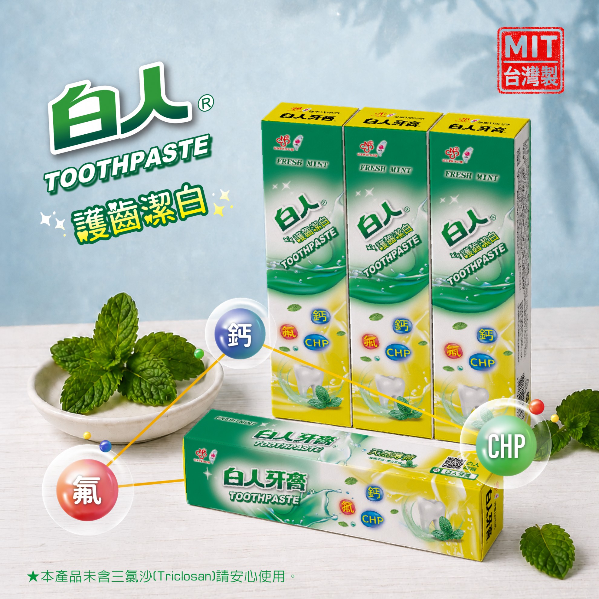 【白人】護齒潔白牙膏130gX3入