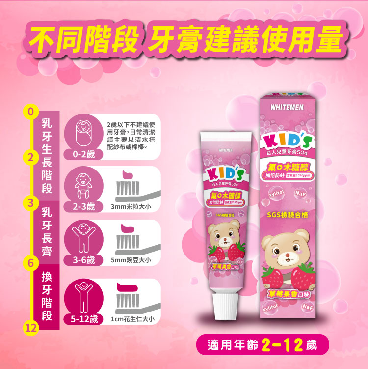 【白人】兒童牙膏50g(草莓)