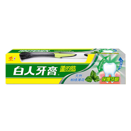 【白人】蘆的皓牙膏牙刷組160g (天然椒樣薄荷)