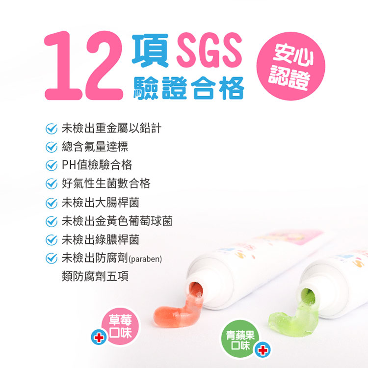 【白人】兒童牙膏65g(1+1)(草莓+蘋果)